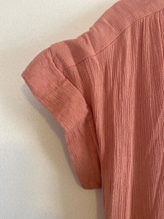 Mikarose Women's Size M Dusty Rose Short-Sleeve Tiered Midi Dress 100% Rayon - Picture 3 of 7